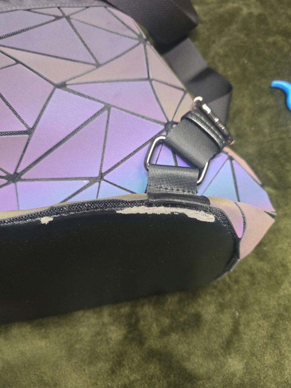 Holographic Geometric Luminous Backpack Iridescent Color-Changing Reflective Rav - Picture 4 of 6